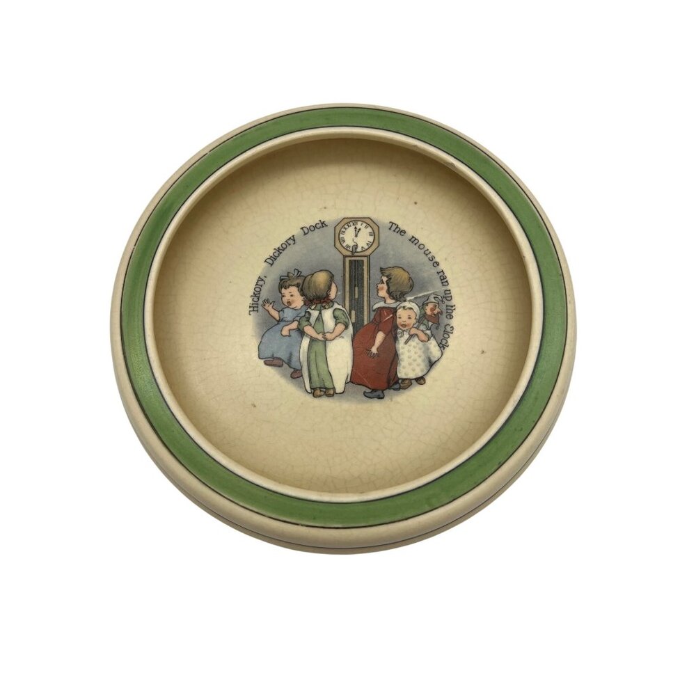 Vintage Nursery Rhyme Hickory Dickory Dock Child’s Bowl 7.5" Illustrated Design